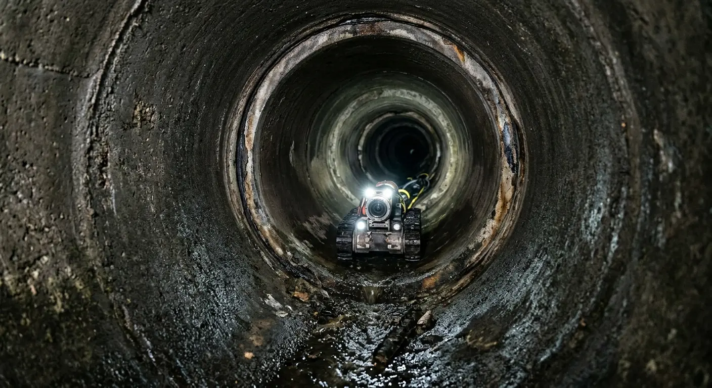 Robotic sewer camera inspecting pipe interior for Sewer Line Repair in Topsfield